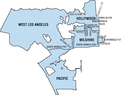 Krijt Licht manipuleren LAPD West Bureau Map ... LA Community Policing